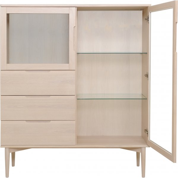 Karmöy Vitrine H: 140 cm - Weiß pigmentiertes Eichenfurnier Karmöy Vitrine H: 140 cm - Weiß pigmentiertes Eichenfurnier