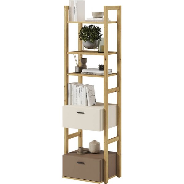 Lenny schmales Bücherregal - Artisan-Eiche/Beige/Trüffel Lenny schmales Bücherregal - Artisan-Eiche/Beige/Trüffel