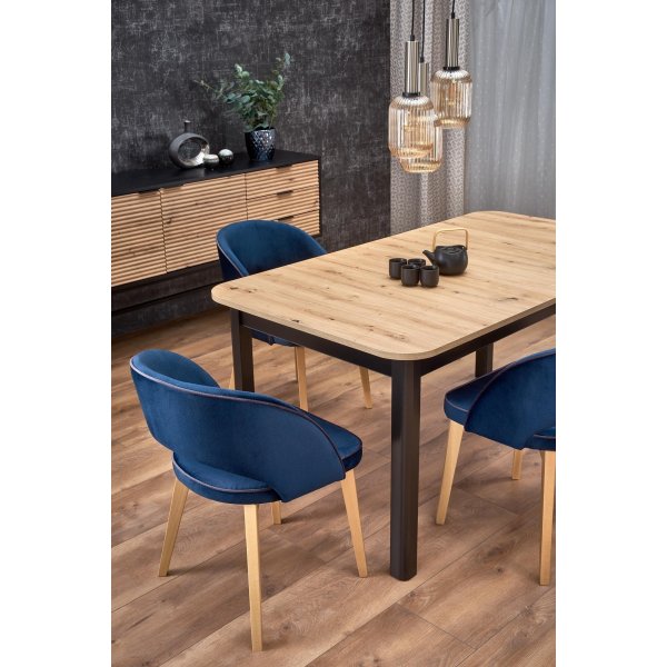 Bloom ausziehbarer Esstisch 90x160-240 cm - Eiche / Schwarz Bloom ausziehbarer Esstisch 90x160-240 cm - Eiche / Schwarz