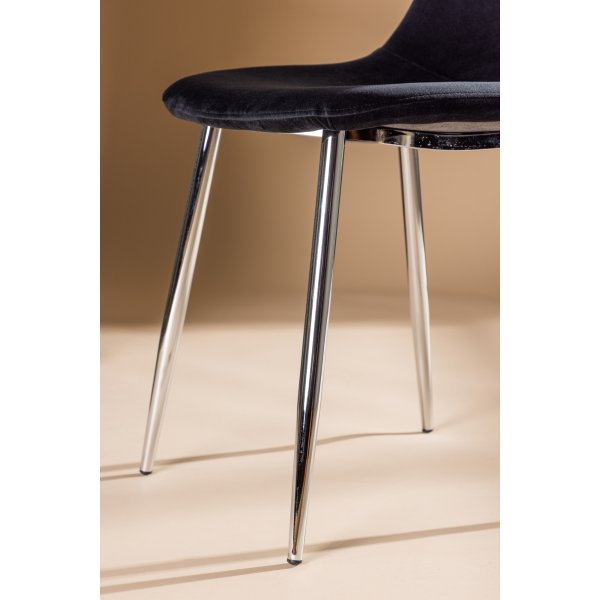 Bridge Esszimmerstuhl - Schwarzer Samt/Chrom