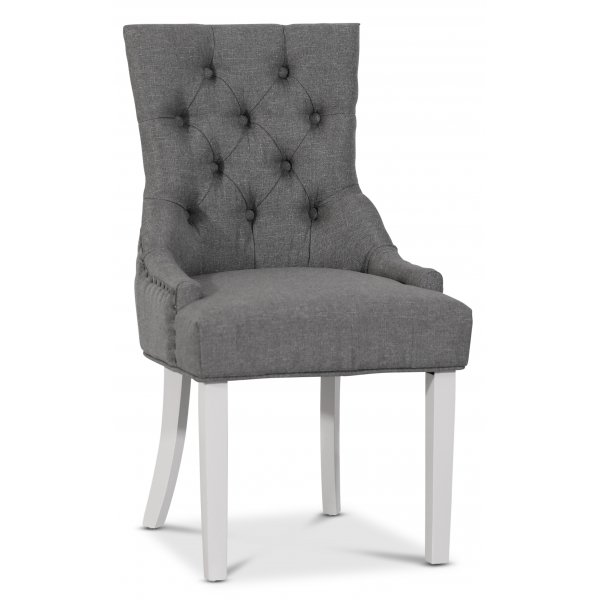 Decotique Stuhl mit antiken Nieten (Rckenhandgriff) - grau/wei