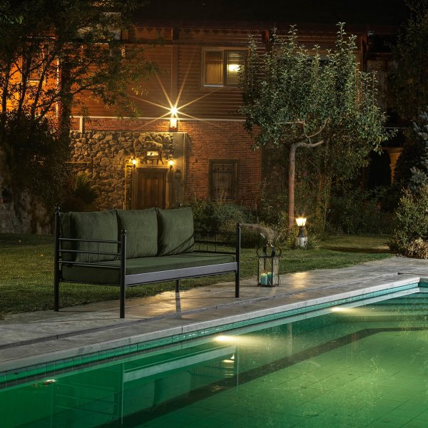 Manyas 3-Sitzer Outdoor-Sofa - Schwarz/Grn + Fleckentferner fr Mbel