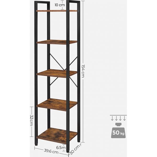 Petter Bcherregal 40 x 154 cm - Braun/Schwarz