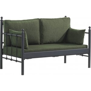 Lalas 2-Sitzer Outdoor-Sofa - Schwarz/Grn + Mbelpflegeset fr Textilien