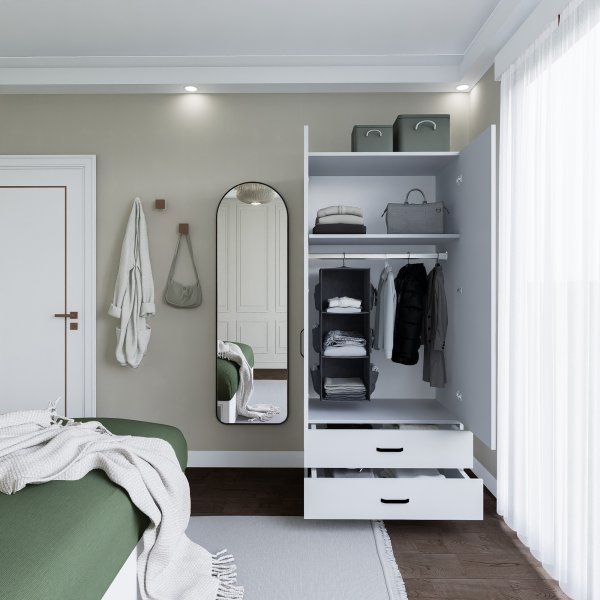 Yaman Kleiderschrank 80 x 47 x 182 cm - Mattwei�