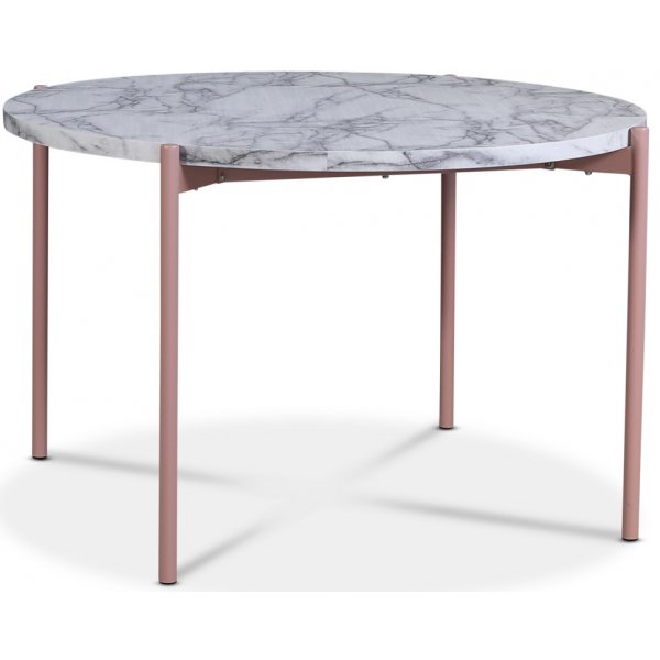Asp runder Esstisch 120cm - Heller Marmor/Rosa