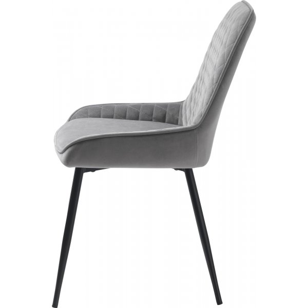 Carina-Stuhl aus grauem Samt mit Rautenmuster