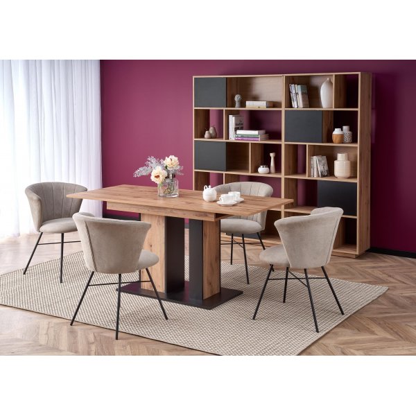 Weber Esstisch 125-170 cm - Wotan Eiche/schwarz Weber Esstisch 125-170 cm - Wotan Eiche/schwarz