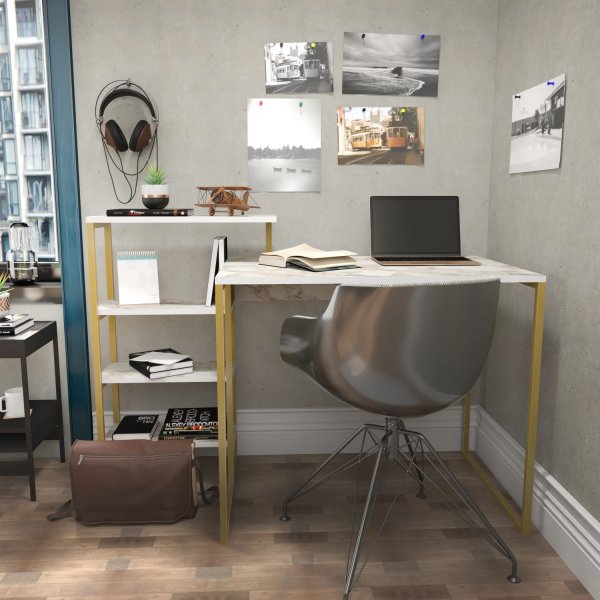 Rino Schreibtisch 133 x 60 cm - Gold