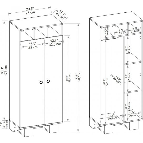 Schreinergarderobe - Kiefer/Beige