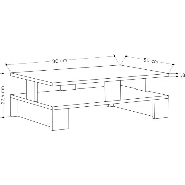 Manus Couchtisch 80 x 50 cm - Grau