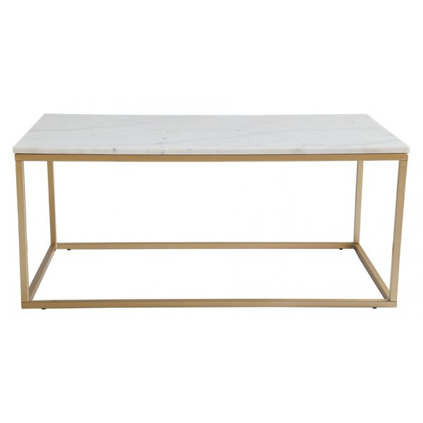 Accent Couchtisch 110 - weier Marmor / Messingfarbenes Untergestell