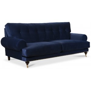 Andrew Deco 3-Sitzer Sofa - Dunkelblau (Samt)