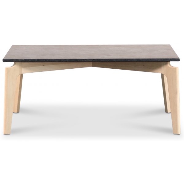 Granit Couchtisch 110x60 cm - Donau Granit & Untergestell aus White Washed Eiche