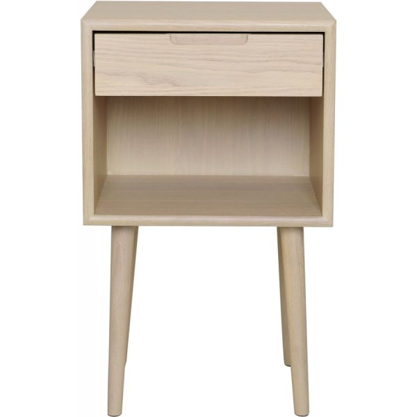 Emma Nachttisch XL - Wei pigmentiertes Eichenfurnier