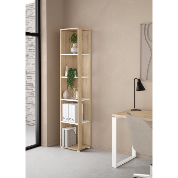 Sign-Eckb�cherregal - Wei�/Hickory