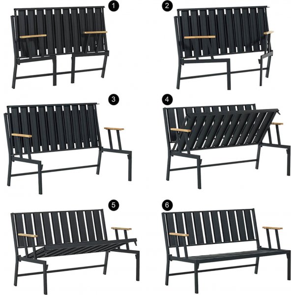 Lotus 2-Sitzer Outdoor-Sofa - Schwarz/Grn + Textilreinigung fr Mbel