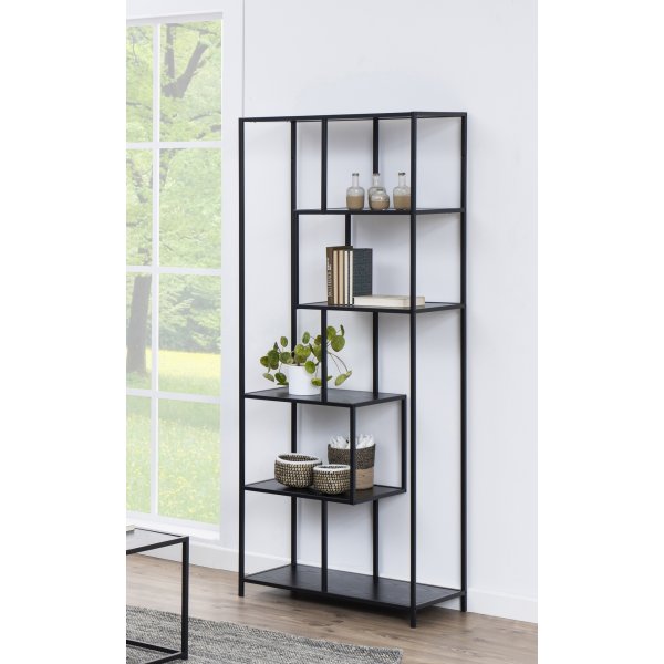 Seaford Bcherregal asymmetrisch 77x185 cm - Schwarz