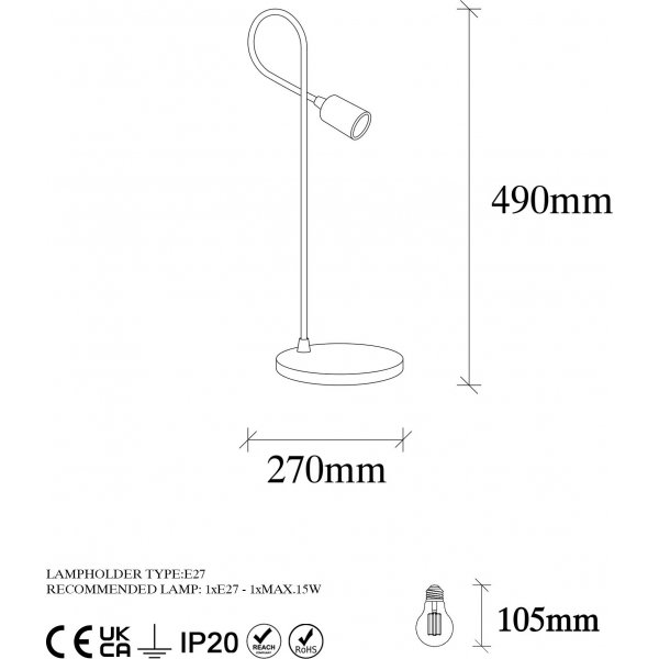 Virale Tischlampe - Schwarz