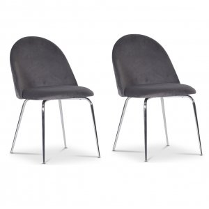 Plaza Velvet Stuhl - Grau/Chrom Plaza Velvet Stuhl - Grau/Chrom