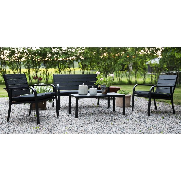 Alesund Lounge-Gruppe mit Tisch und Polsterset - schwarz