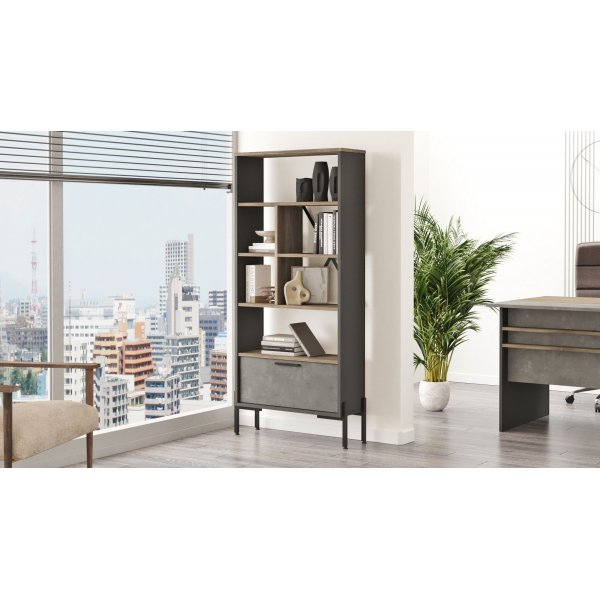 B�cherregal Vista - Braun/Beton/Anthrazit