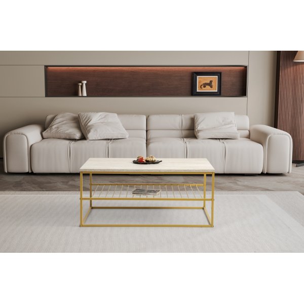 Asude Couchtisch - Gold/Marmor Asude Couchtisch - Gold/Marmor