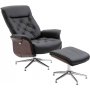 Milos Sessel mit Fuhocker (Recliner) - Schwarz PU