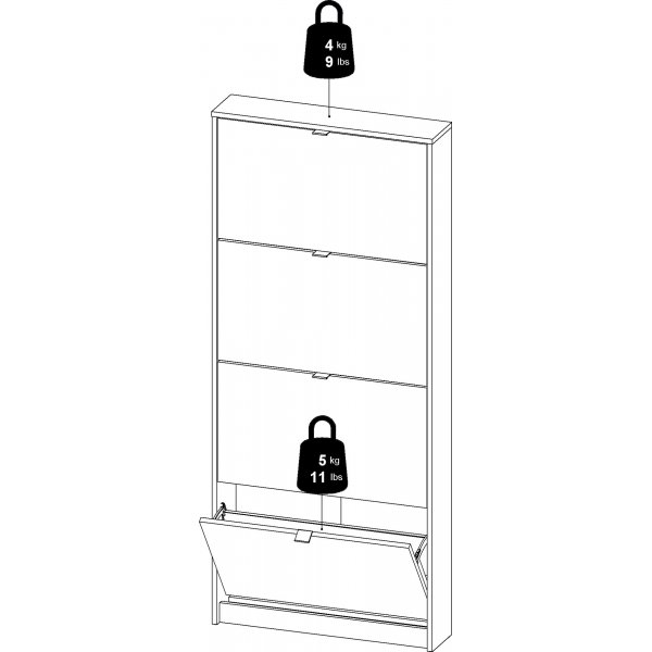Schuhschrank mit 4 Fächern - Weiß Schuhschrank mit 4 Fächern - Weiß