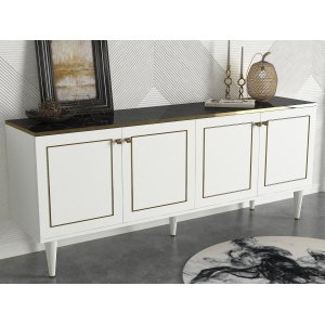 Ravenna Sideboard - Wei/Gold/Schwarz