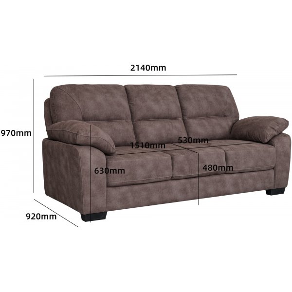 3-Sitzer-Sofa aus brauner Mikrofaser - Albert
