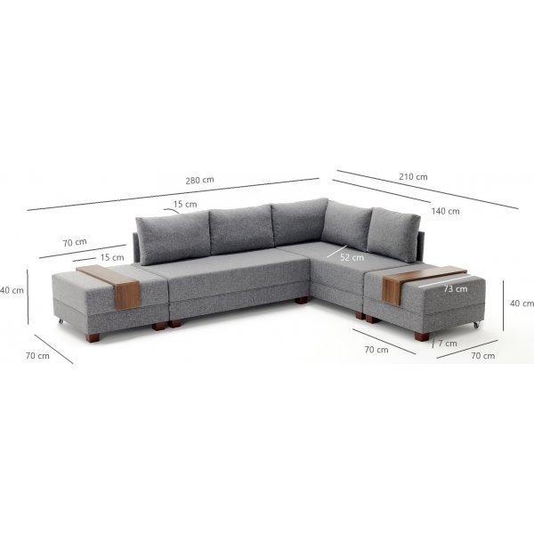 Ecksofa Fly - Braun
