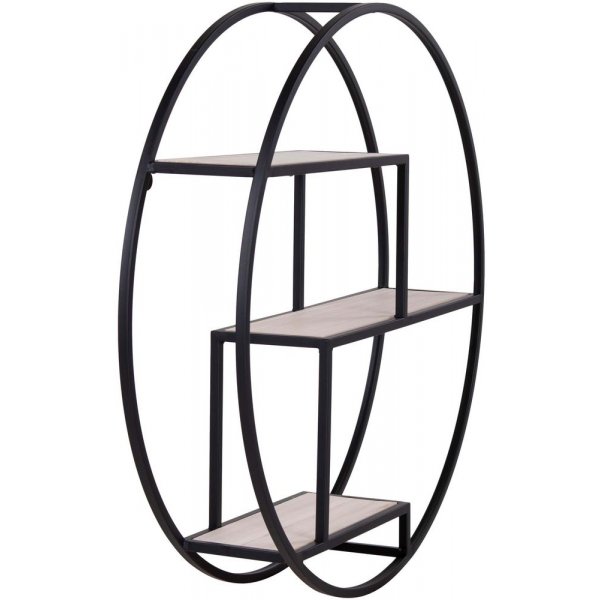 Rundes Wandregal - Schwarz/Furnier