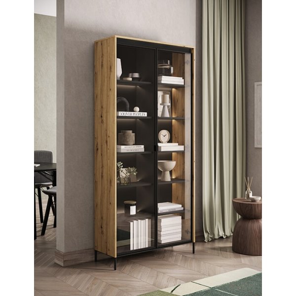 Trendvitrine H196 cm - Artisan-Eiche/Schwarz