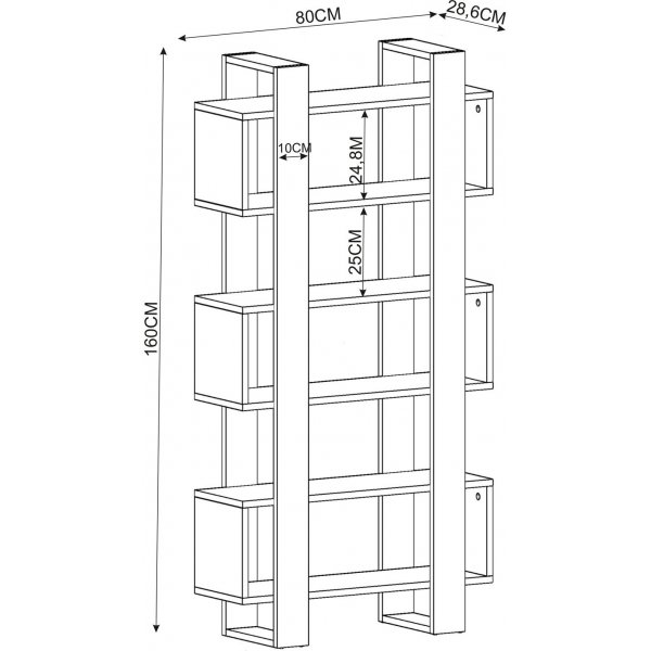 Milano B�cherregal - Walnuss/Anthrazit