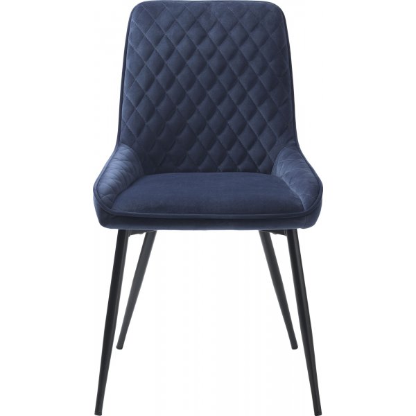 Carina-Stuhl aus blauem Samt mit Rautenmuster