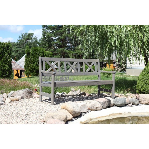 Bollns Gartenbank 3-Sitzer - Grau + Textilreinigung fr Mbel