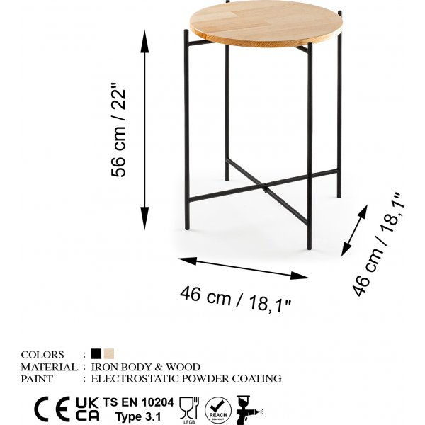 Vela 4 Beistelltische - Schwarz/Beige Vela 4 Beistelltische - Schwarz/Beige