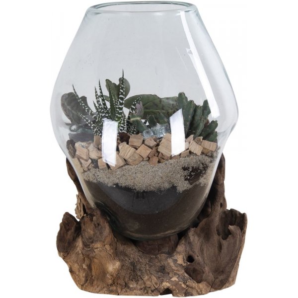 San Marino Wassertropfenvase - Teak/Glas - 15-20 cm