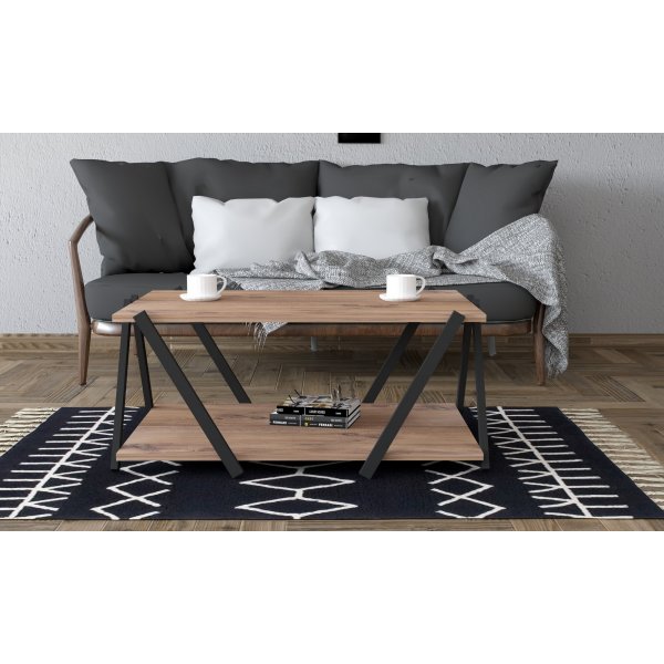 Lara Couchtisch 93,6 x 41,2 cm - Anthrazit/Eiche