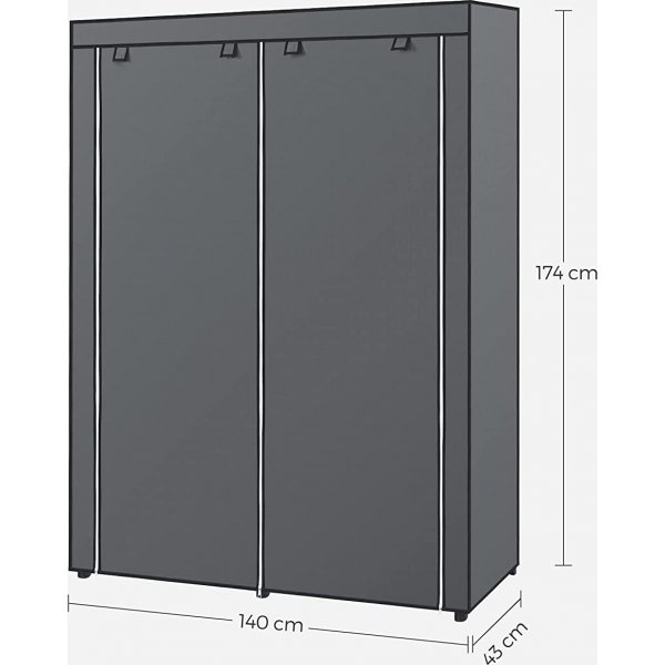 Kleiderschrank Joshua 140 x 174 cm - Grau