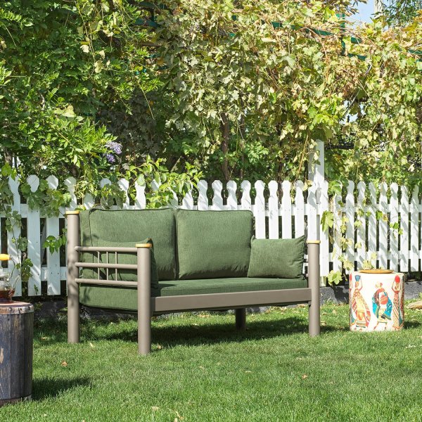 Kappis 2-Sitzer Outdoor-Sofa - Braun/Grün + Textilreinigung für Möbel Kappis 2-Sitzer Outdoor-Sofa - Braun/Grün + Textilreinigung für Möbel