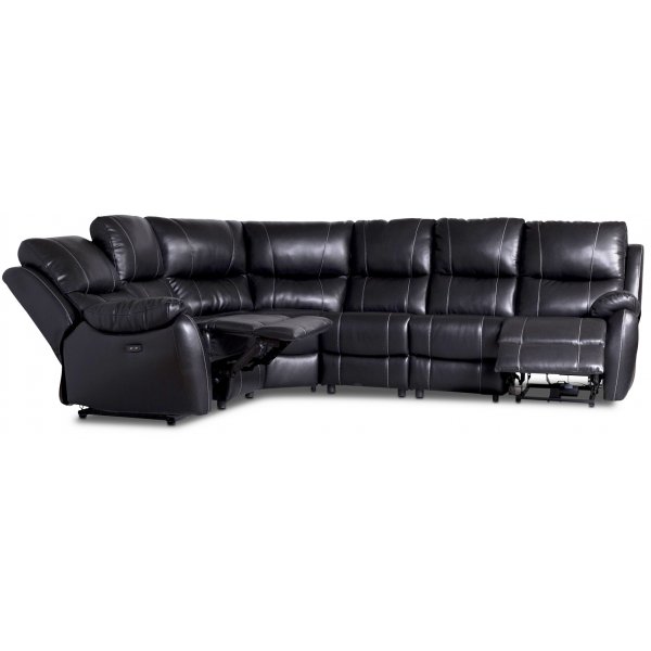 Enjoy Chicago Recliner-Ecksofa - 6-Sitzer (elektrisch) aus schwarzem Kunstleder