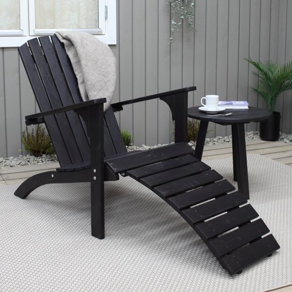 Kungshamn Liegestuhl mit Fußstütze - Schwarz Kungshamn Liegestuhl mit Fußstütze - Schwarz