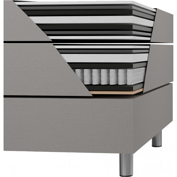 Bett 120x200 cm beige mit Stauraum 5 Zonen Taschenfederkern