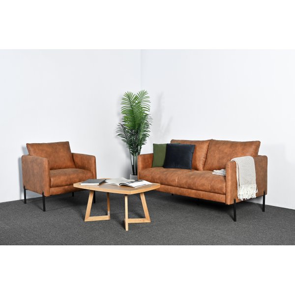 Kingsley 2,5-Sitzer Sofa - Cognac (ko-Leder) + Textilreinigung fr Mbel