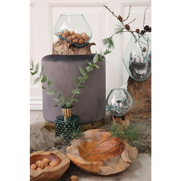 San Marino Wassertropfenvase - Teak/Glas - 15-20 cm