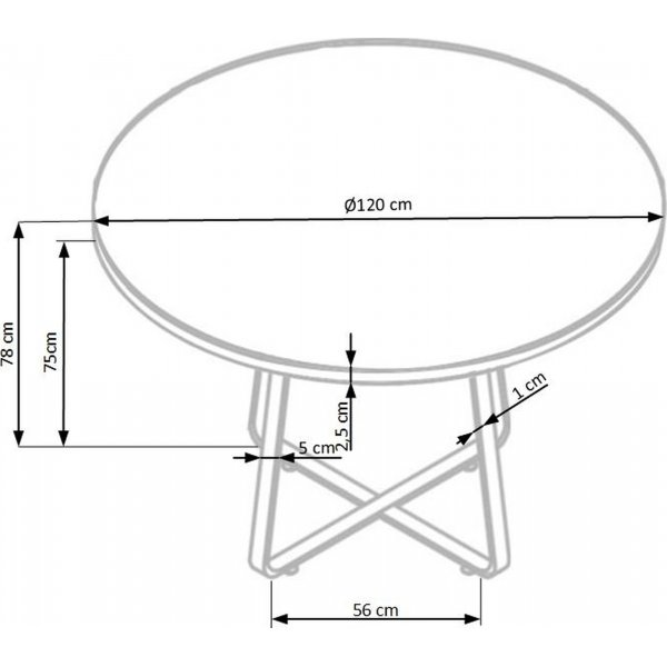 Raphael Esstisch 120 cm - Eiche/schwarz