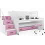 Etagenbett Max mit Zustellbett und ausziehbarem Schreibtisch 80 x 200 cm - Beliebige Farbe