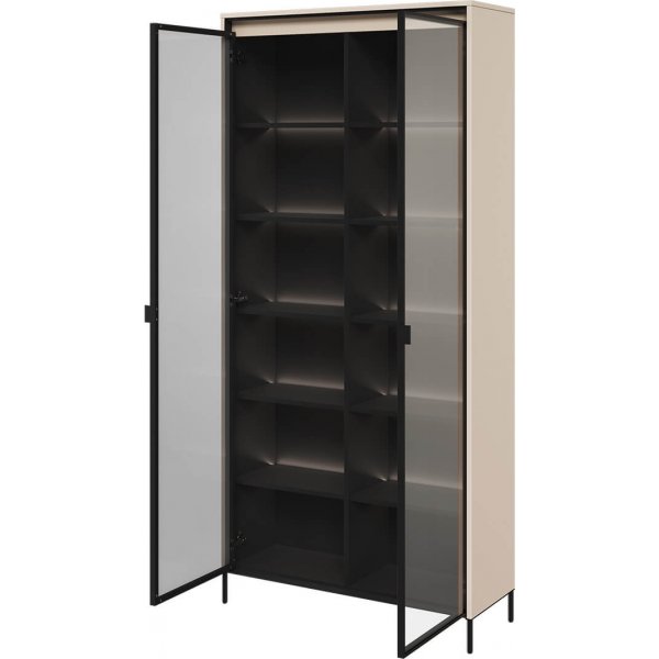 Trendvitrine H196 cm - Beige/Schwarz